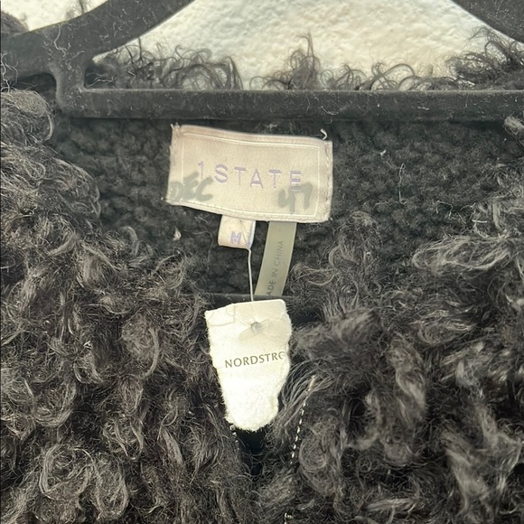 1. State Black, Teddy Jacket Fuzzy Texture, Medium, 2 in 1 Convertible Coat - Picture 2 of 16